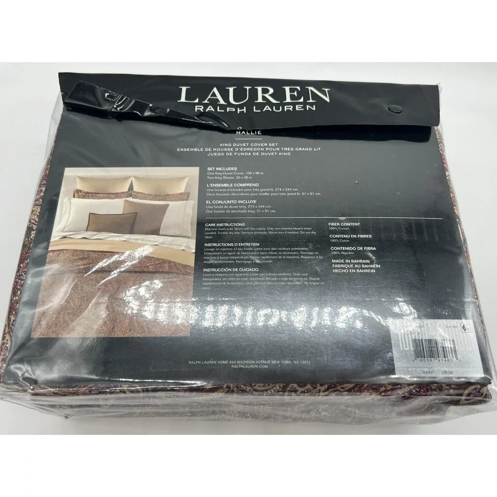 Ralph Lauren Hallie Refined Paisley King Duvet and 2 King Shams New,